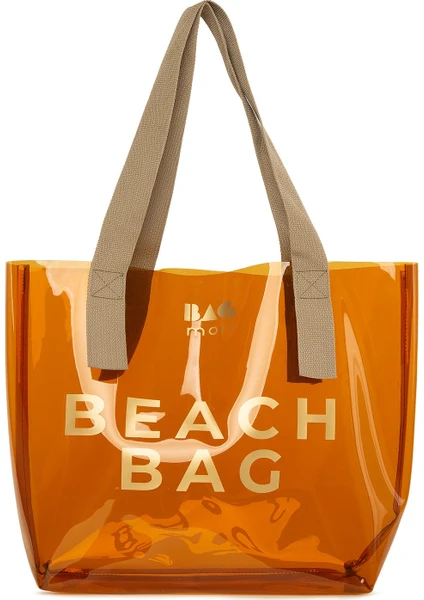 Vizon Beach Bag Baskılı Şeffaf Plaj Çantası