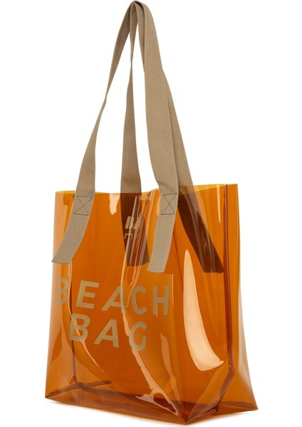 Vizon Beach Bag Baskılı Şeffaf Plaj Çantası