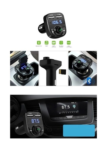 Araba Fm Transmitter Oto USB Müzik Samsung Galaxy M12 M52 S21 Santa Fe S22 + J7 Note 20 Uyumlu