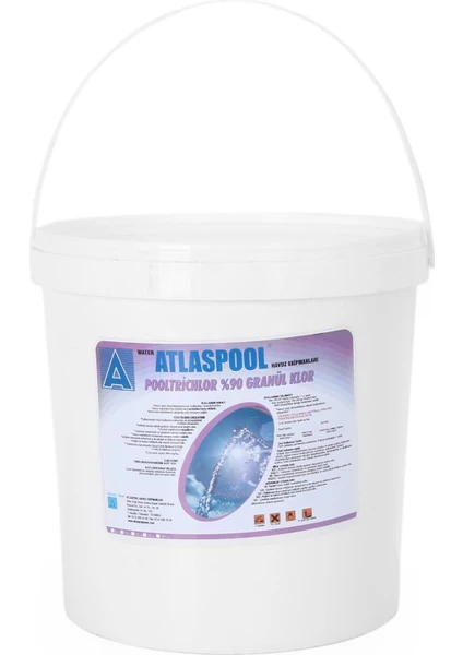 Atlas Pool % 90 Lık Toz Klor Granül Trichlor 10 kg Havuz Kimyasalı