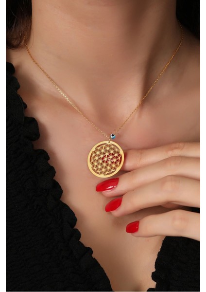 Kadın 925 Ayar Gümüş Altın Kaplama Yaşam Çiçeği Kolye fiyatları