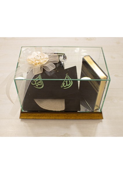 Dikdörtgen Cam Bohça Sandığı (20X35X35) 32435-C04 Gold