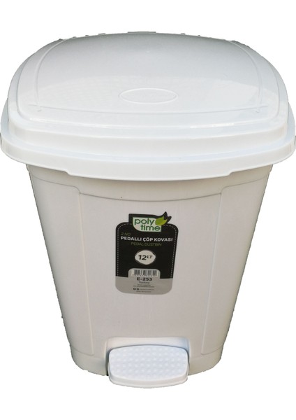 Polytime Pedallı Basmalı Çöp Kutusu Kovası - Beyaz - 22 Litre - 42X30X30 Cm.