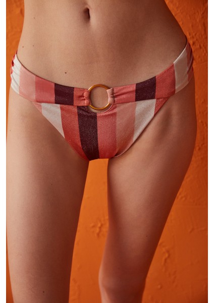 Çok Renkli Simli Çizgili Melrose Fashion Bikini Altı