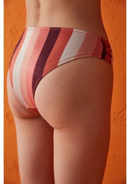 Çok Renkli Simli Çizgili Melrose Fashion Bikini Altı