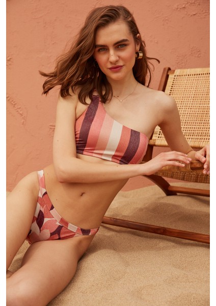 Çok Renkli Simli Çizgili Melrose Fashion Bikini Altı