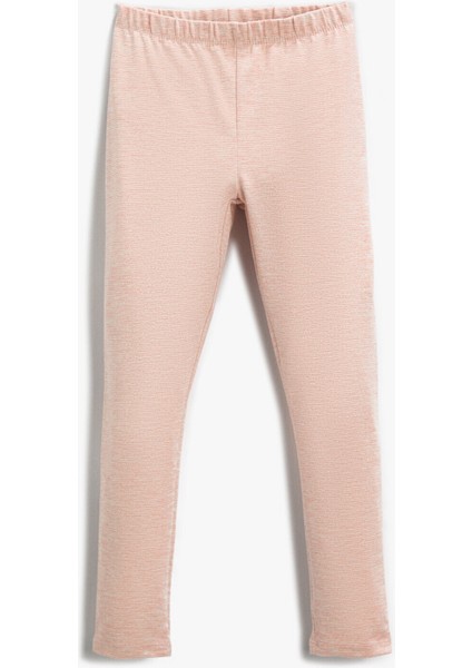 Basic Beli Lastikli Tayt Simli