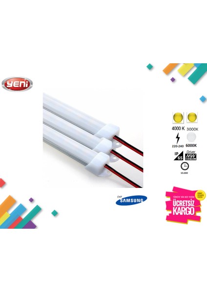 Ledli Tezgah Altı Led Bar Gün Işığı 3000-3200kelvın-100cm-1amper (50cm Için)-Şeffaf