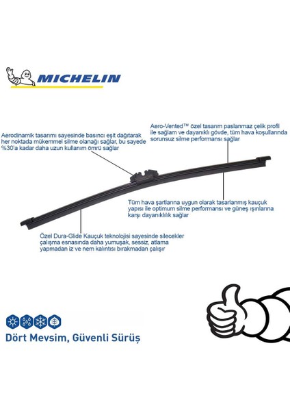 Easyclıp™ MCR430 43CM 1 Adet Universal Muz Tipi Arka Silecek