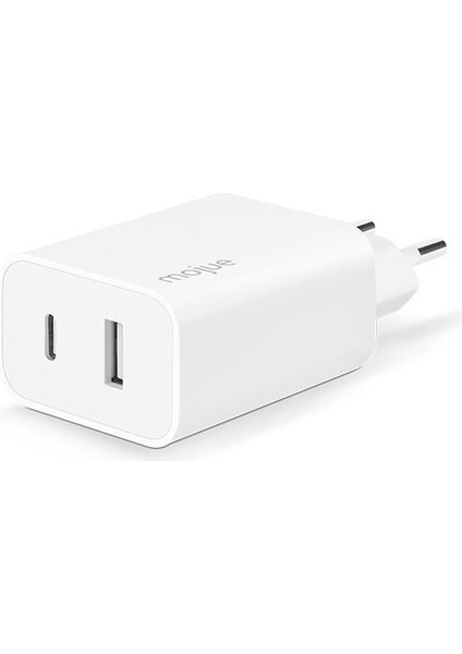 mojue by ttec MS13 Duo PD 32W Seyahat Hızlı Şarj Aleti USB-C+USB-A-Beyaz