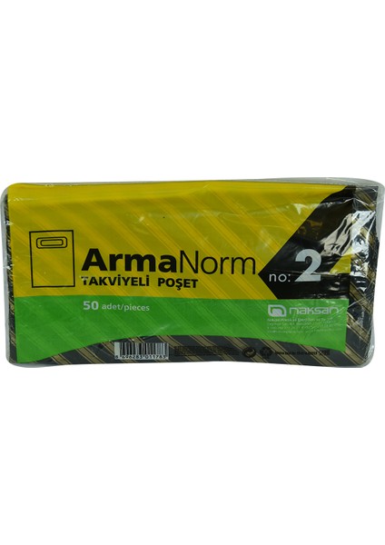 Armanorm Takviyeli Çanta Poşet Siyah Çizgili Desen 35X25 50 Adet No:2