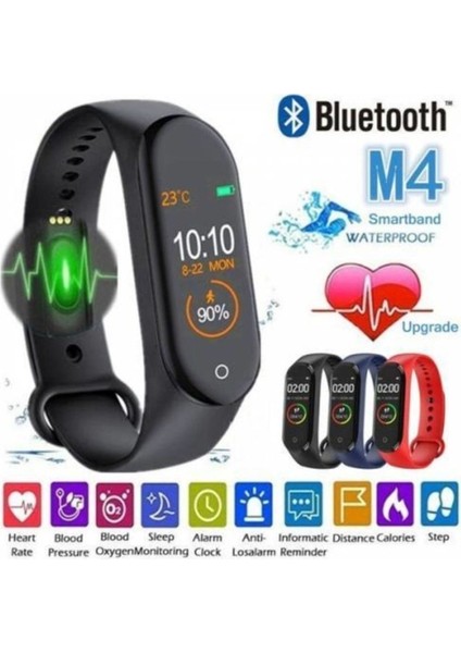 Yeni M4 Renkli Ledli Ekran Su Geçirmez Akıllı Bileklik, Adımsayar