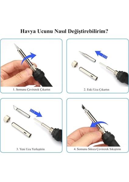 Yüksek Kalite Havya Ucu 5li Set 900M-T-K, 900M-T-I, 900M-T-3C, 900M-T-B, 900M-T-2