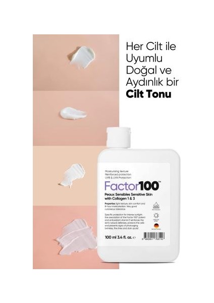 FACTOR100 Ultra Nemlendirici Leke Karşıtı Yüksek Korumalı SPF50 100 ml