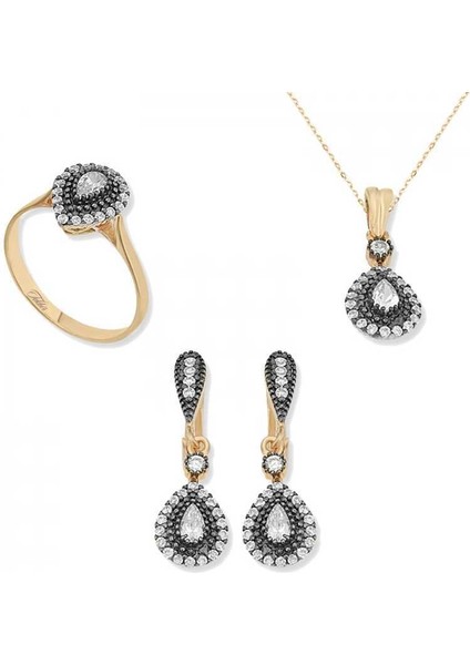 Gümüş Elmas Montür Damla Bayan Set