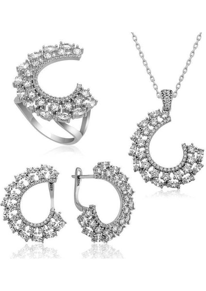 Gümüş Markiz Taşlı Bayan Set