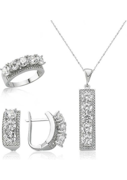Gümüş 5 Taş Bayan Set