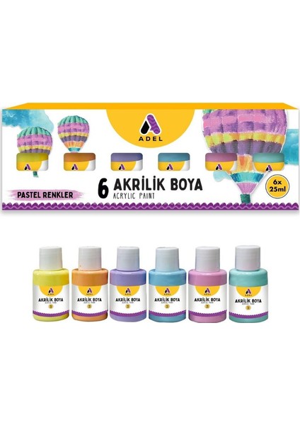 Akrilik Boya Pastel Renkler 6 Renk 6X25 ml 1 Paket Adel Akrilik Boya Pastel Renkler 6X25 ml 1 Paket fiyatları