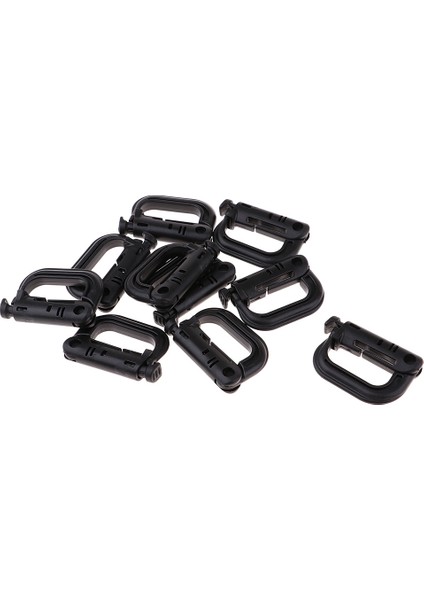 10PCS Taktik Molle Kilitleme Dokuma Tokası Karabiner Tırmanma Asılı Kanca Siyah (Yurt Dışından)