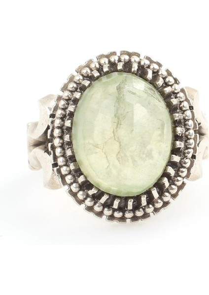 925 Ayar Gümüş Oval Prehnite Taşlı Erkek Yüzüğü fırsatları