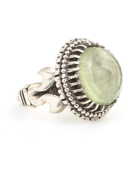 925 Ayar Gümüş Oval Prehnite Taşlı Erkek Yüzüğü indirimleri