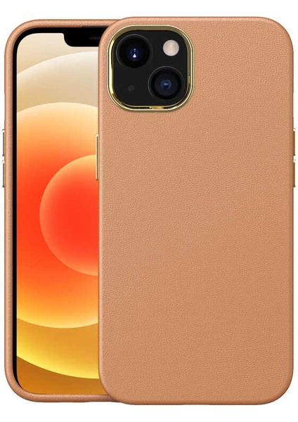 Apple iPhone 13 Kılıf Htstore Zore Natura Kapak-Kahverengi