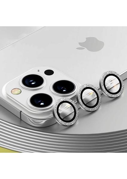 Apple iPhone 13 Pro Htstore Benksnew Kr Kamera Lens Koruyucu-Gümüş