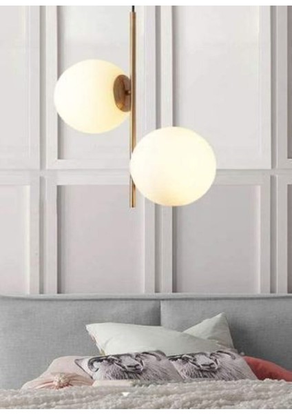 Ikili Modern Glop Camlı Eskitme Avize