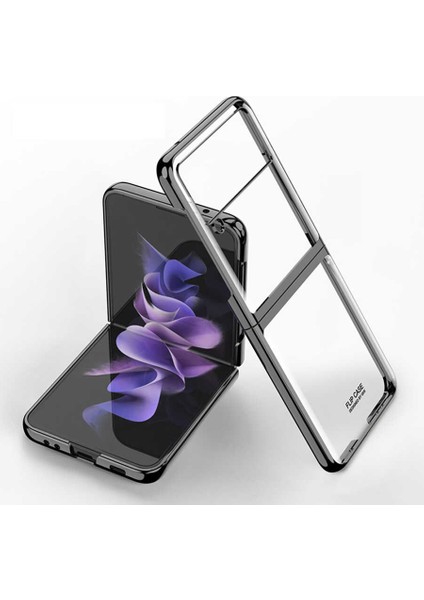 Galaxy Z Flip 3 Kılıf Htstore Zore Kıpta Kapak-Siyah