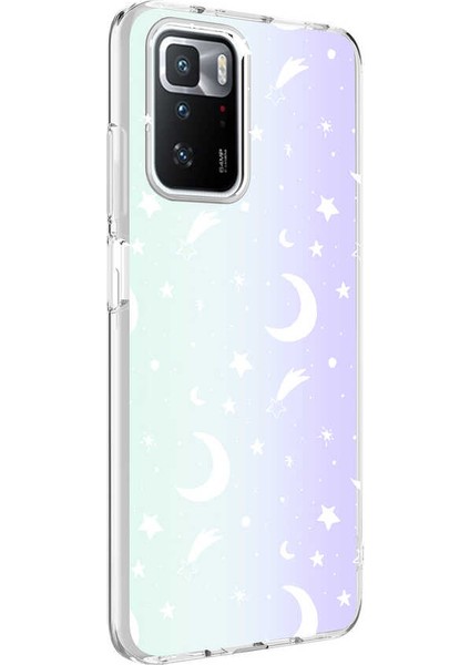 Xiaomi Redmi 10 Kılıf Htstore Htstore Zore M-Blue Desenli Kapak-Moon No4