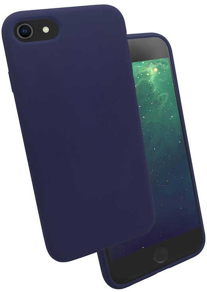 Apple iPhone Se 2022 Kılıf Htstore Htstore Zore Silk Silikon-Lacivert