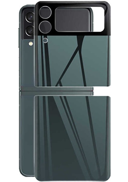 Galaxy Z Flip 3 Htstore Zore 3D Standart 2 In 1 Arka Koruyucu-Yeşil