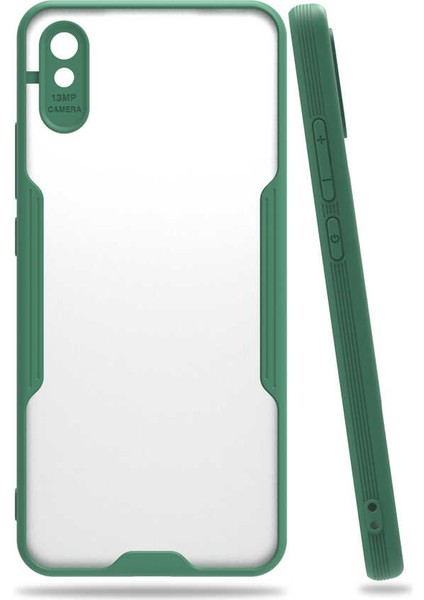 Xiaomi Redmi 9A Kılıf Htstore Zore Parfe Kapak-Koyu Yeşil