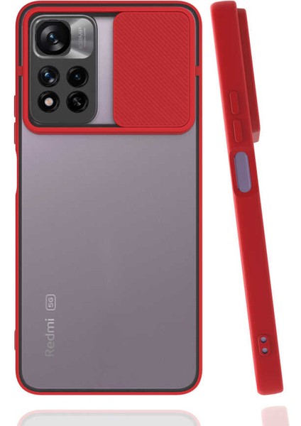 Xiaomi Redmi Note 11 Pro Kılıf Htstore Lensi Kapak-Kırmızı