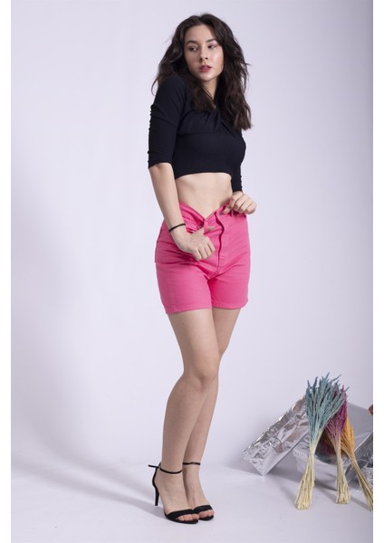 Relax Jeans Şort Açık Fuşya