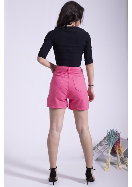 Relax Jeans Şort Açık Fuşya