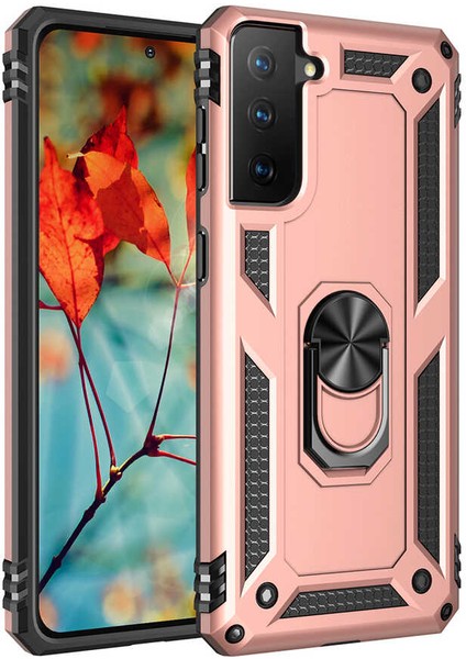 Galaxy S21 Kılıf Htstore Zore Vega Silikon-Rose Gold