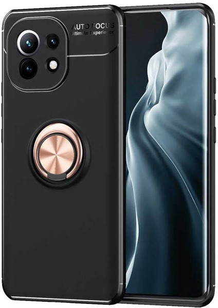 Xiaomi Mi 11 Kılıf Htstore Zore Ravel Silikon-Siyah-Rose Gold