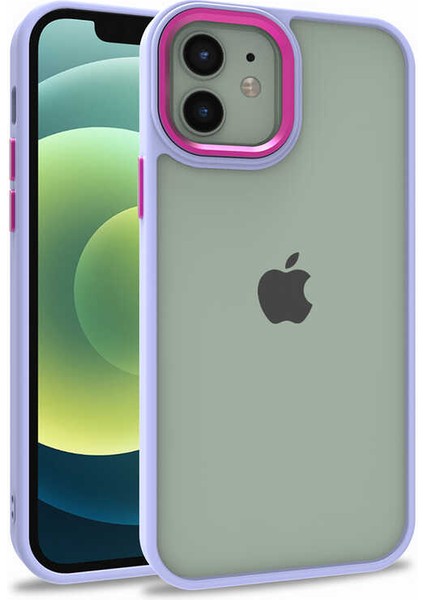 Apple iPhone 12 Kılıf Htstore Htstore Zore Flora Kapak-Lila