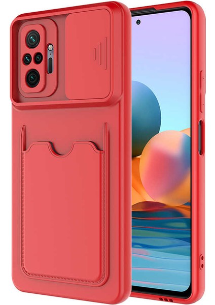 Xiaomi Redmi Note 10 Pro Kılıf ​htstore Zore Kartix Kapak-Kırmızı