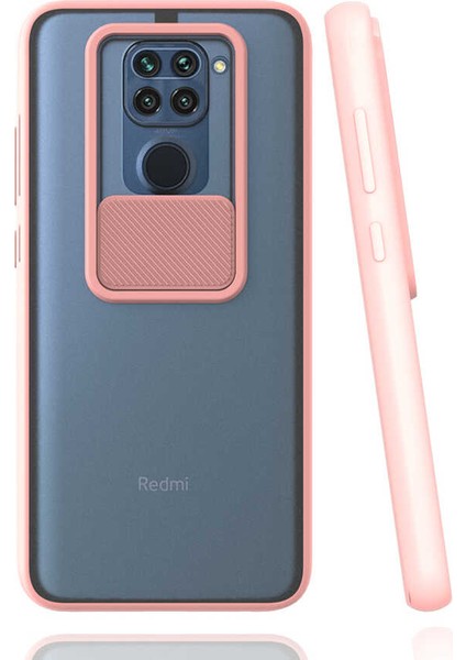 Xiaomi Redmi Note 9 Kılıf Htstore Zore Lensi Kapak-Pembe Açık