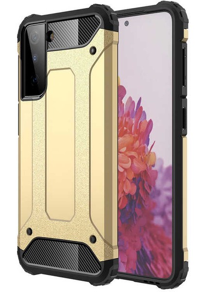 Galaxy S21 Kılıf Htstore Zore Crash Silikon-Gold