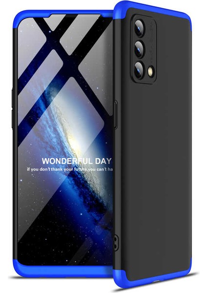 Oppo A74 4g Kılıf Htstore Zore Ays Kapak-Siyah-Mavi