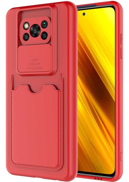 Xiaomi Poco X3 Kılıf ​htstore Zore Kartix Kapak-Kırmızı