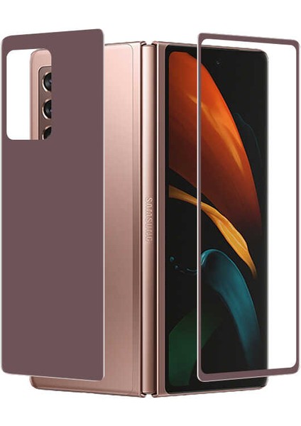 Galaxy Z Fold 2 Htstore Zore Ön Arka 5d Full Yapışkanlı Temperli Ekran Koruyucu-Gold
