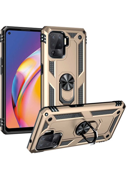 Oppo Reno 5 Lite Kılıf Htstore Zore Vega Silikon-Gold