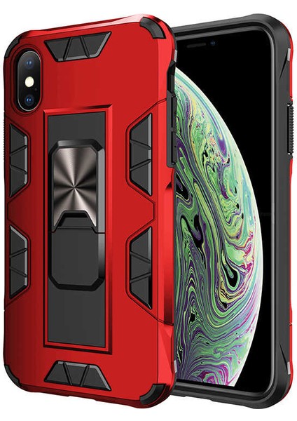 Apple iPhone Xs Max 6.5 Kılıf Htstore Zore Volve Kapak-Kırmızı