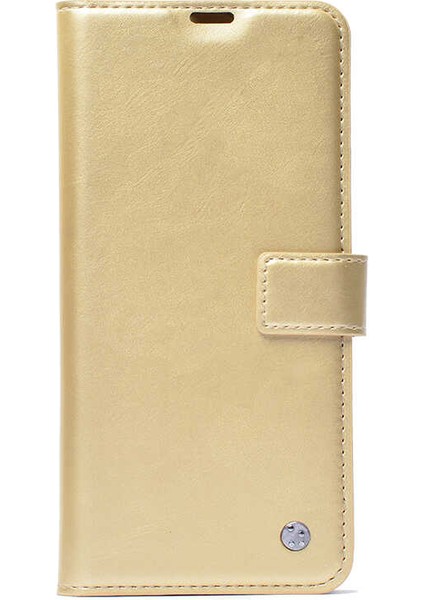 Apple iPhone 11 Kılıf Htstore Zore Kar Deluxe Kapaklı Kılıf-Gold