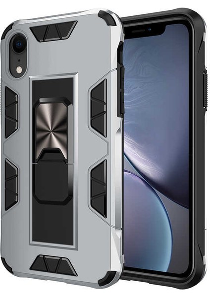 Apple iPhone Xr 6.1 Kılıf Htstore Zore Volve Kapak-Gri