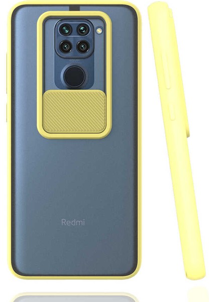 Xiaomi Redmi Note 9 Kılıf Htstore Zore Lensi Kapak-Sarı